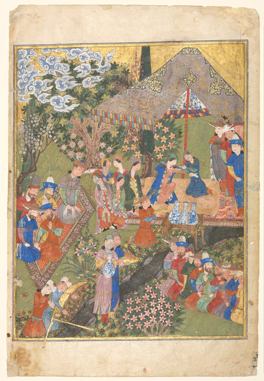 Royal Reception in a Landscape, Right Folio from a Double-Page Frontispiece, 1444 by Unbekannt