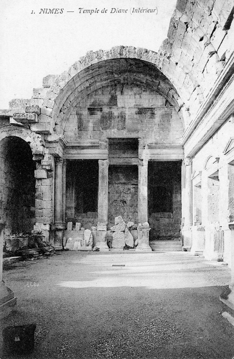 Ruined interior of the Roman Temple of Diana, Nimes, France by Unbekannt