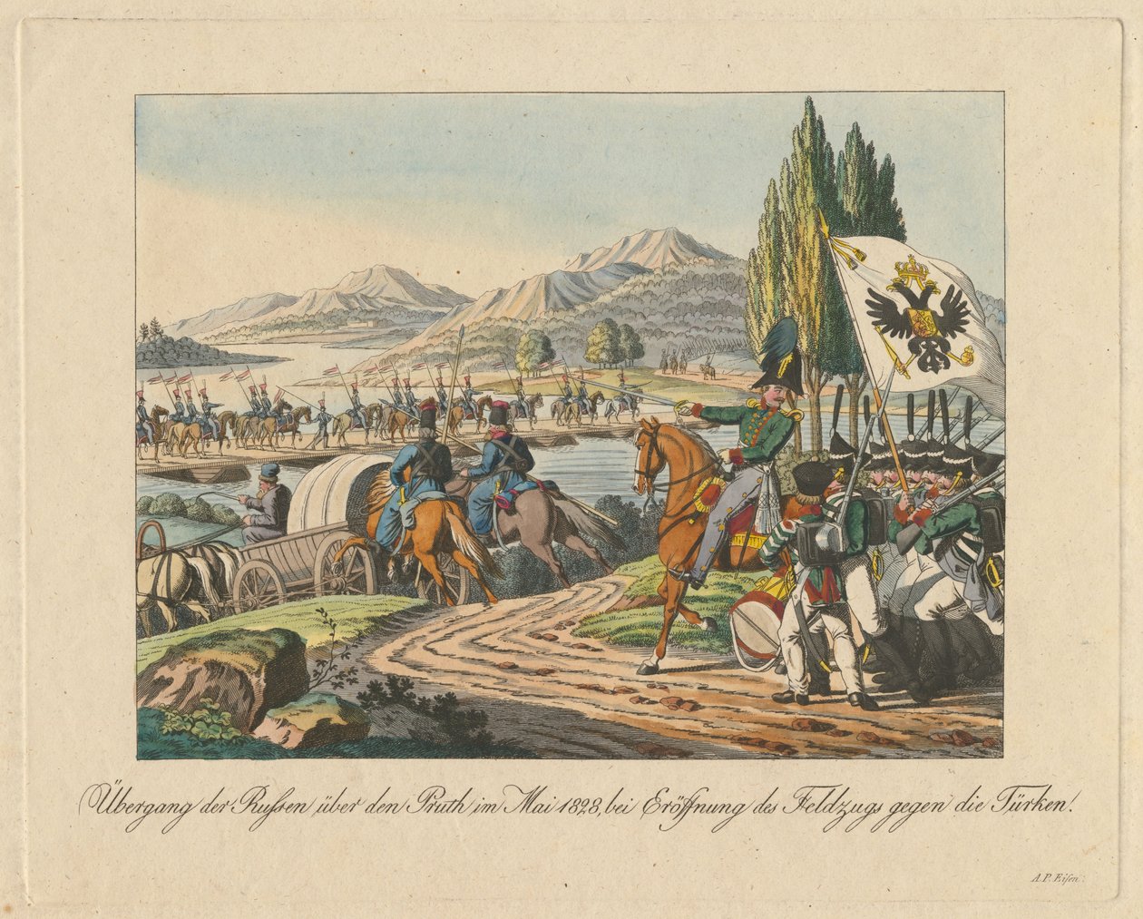 Russian Army Crosses the Pruth River into Moldavia on May 1828 by Unbekannt