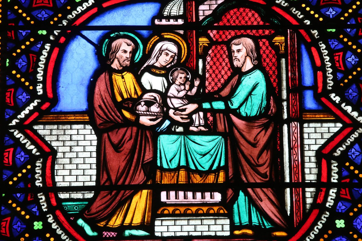 Sacred Heart Church, Stained Glass Window: The Presentation of Jesus at the Temple, Moulins, France by Unbekannt