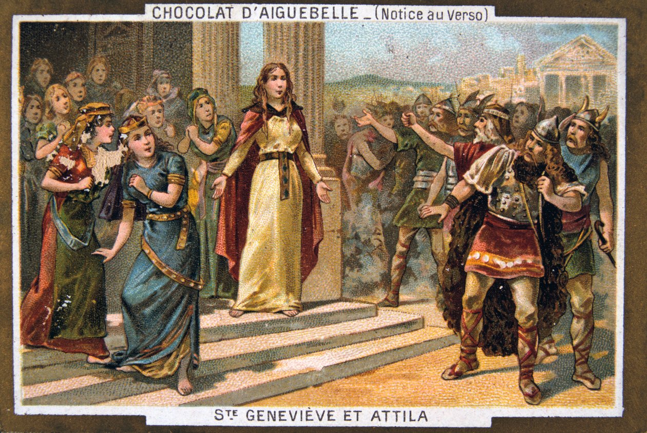Saint Genevieve and Attila, c.451 AD, 19th century by Unbekannt