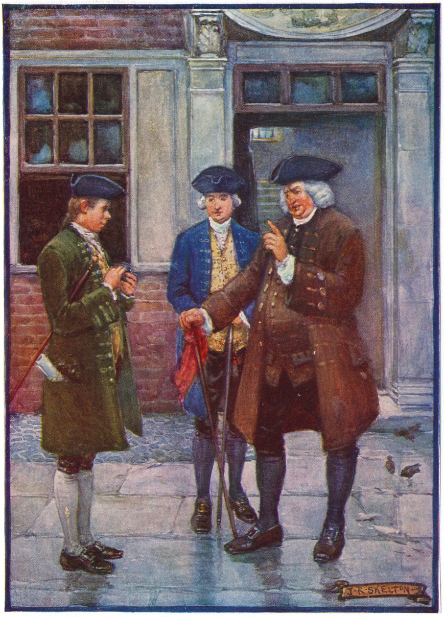 Samuel Johnson, English man of letters, talking to Oliver Goldsmith, English author by Unbekannt