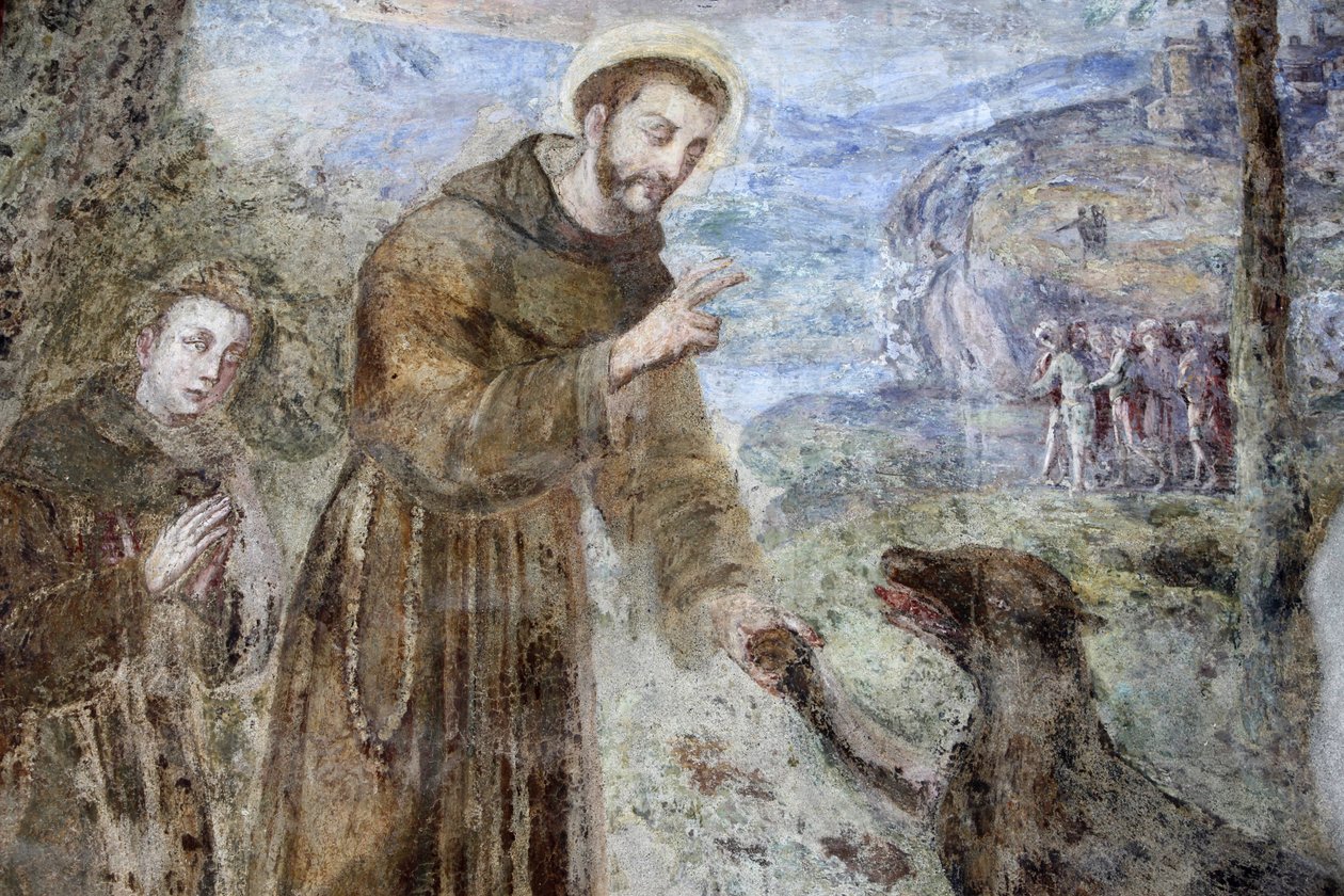 Santa Chiara cloister, Naples Fresco detail: Saint Francis, Naples, Italy by Unbekannt