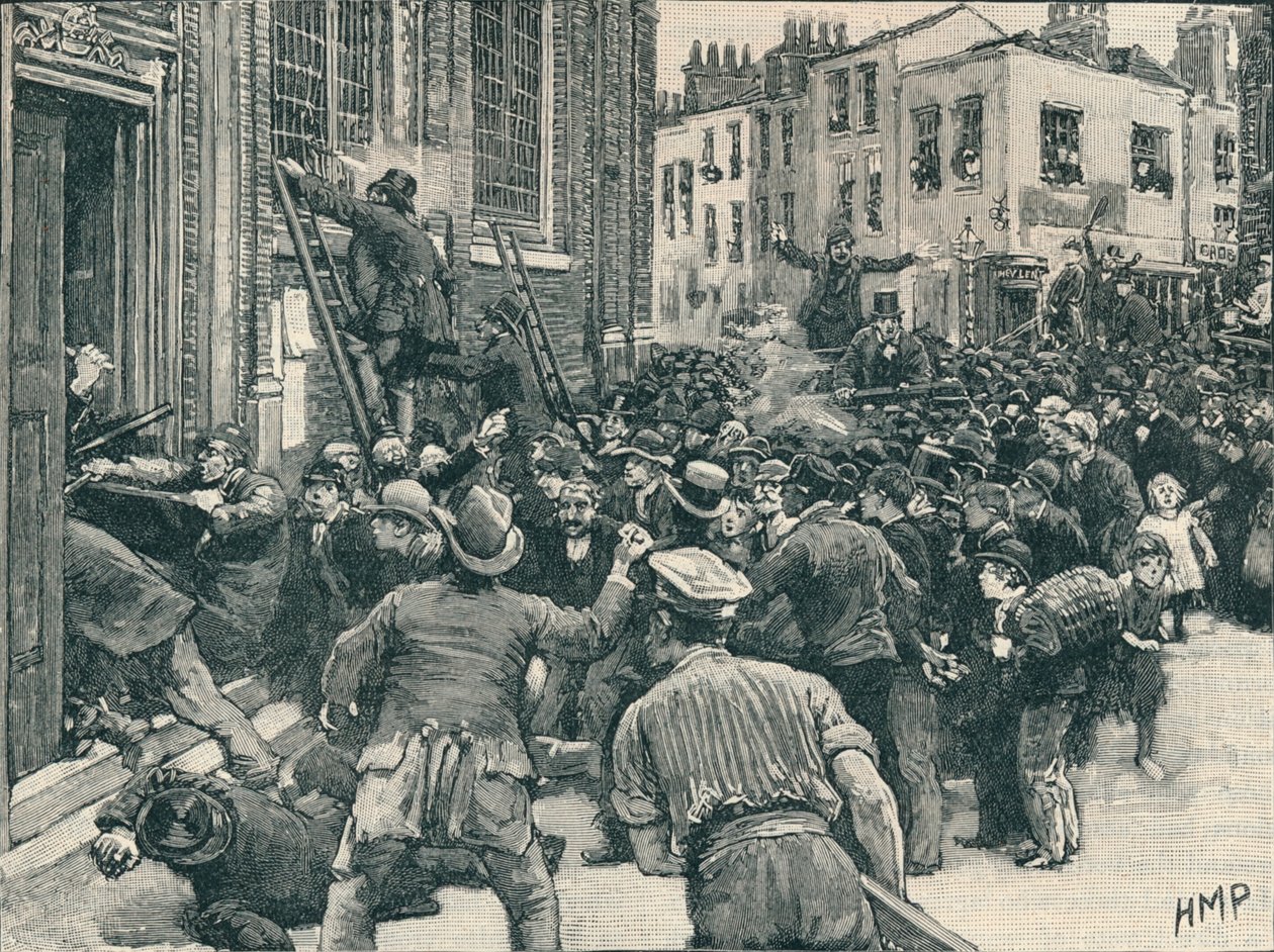 Scene in the Birmingham No Popery Riots by Unbekannt