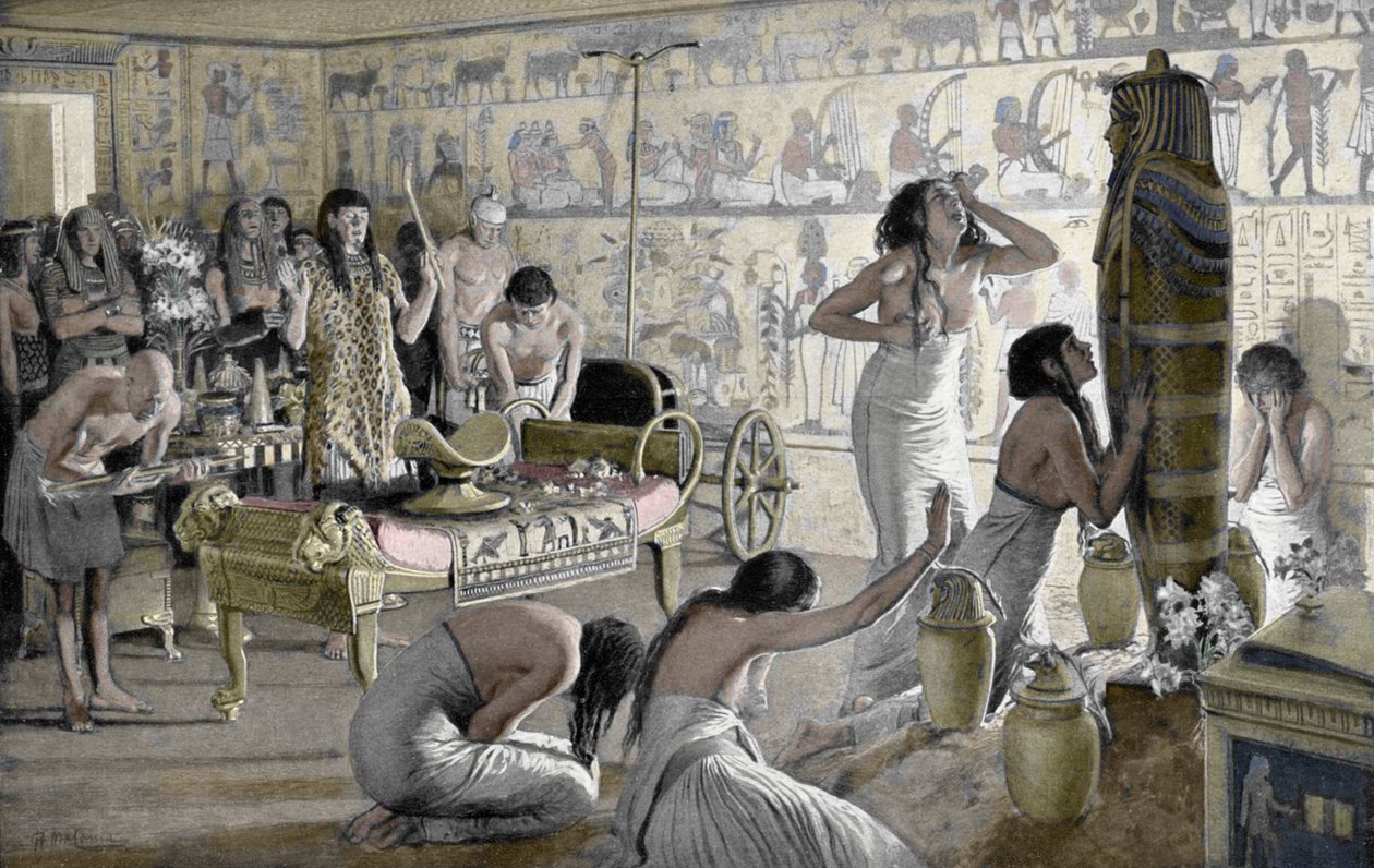 Scene of Mourning at the Funerary Temple of Tutankhamun, Egypt by Unbekannt