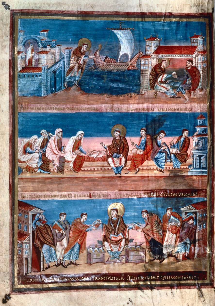Scenes from the Life of St Jerome, from the Bible of Charles the Bald by Unbekannt