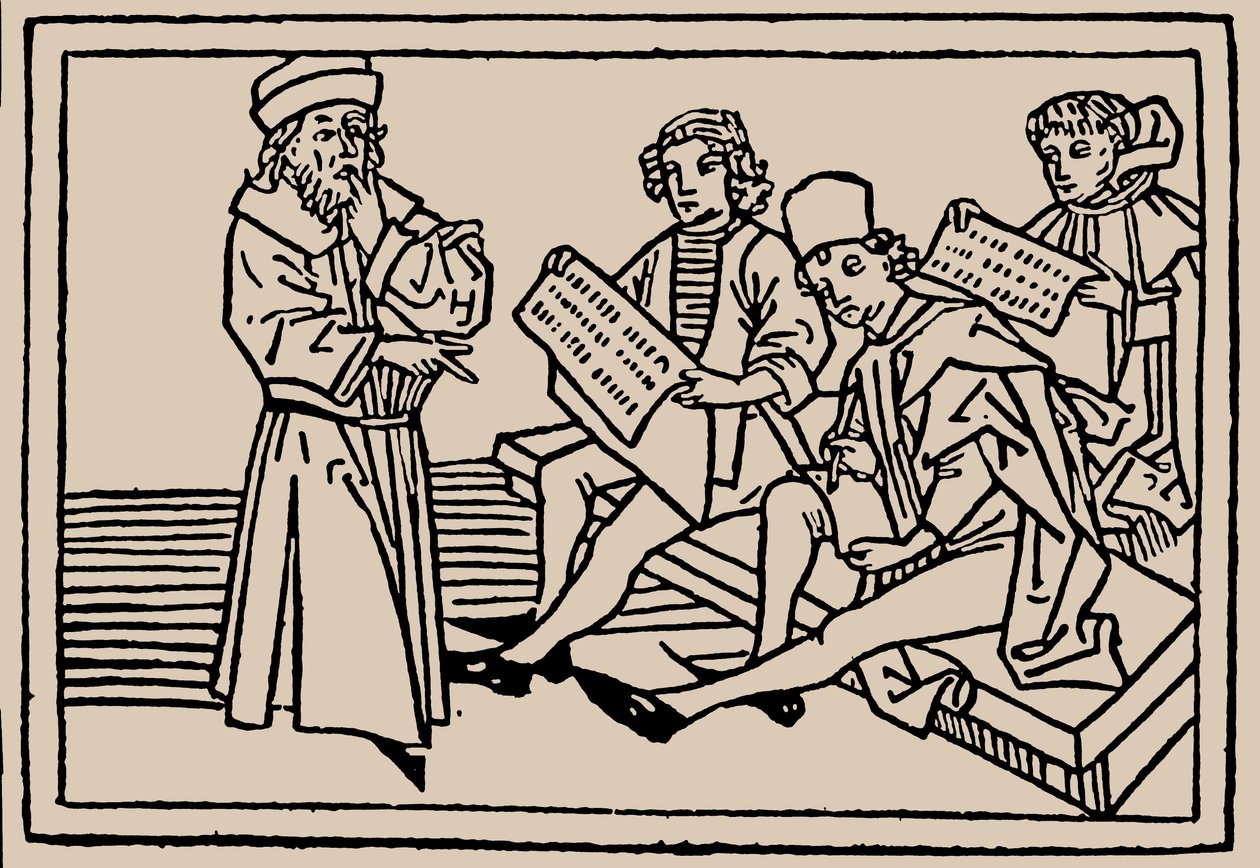School Lessons. From Speculum Vitae Humanae by Rodericus Zamorensis by Unbekannt