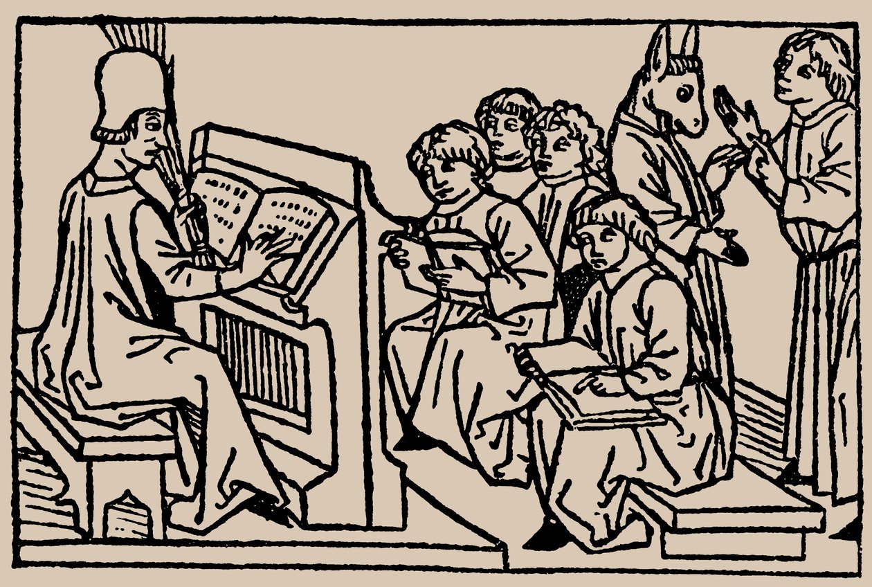 School lessons. From Speculum Vitae Humanae by Rodericus Zamorensis by Unbekannt