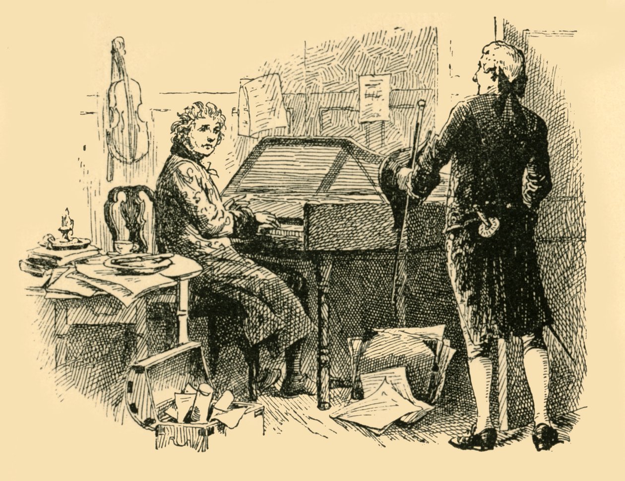 Seated Before an Old, Worn-Out Piano by Unbekannt
