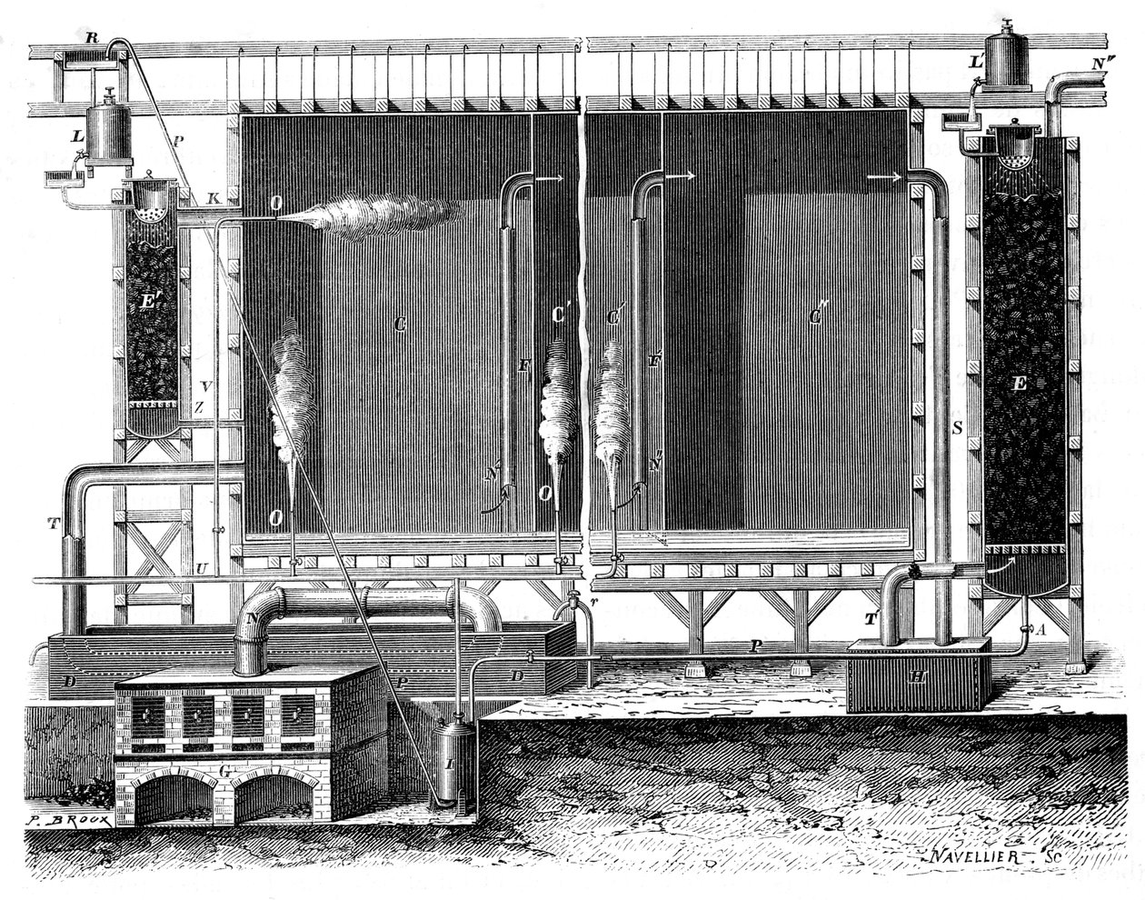 Sectional view of Gay-Lussacs lead chambers and absorption towers by Unbekannt