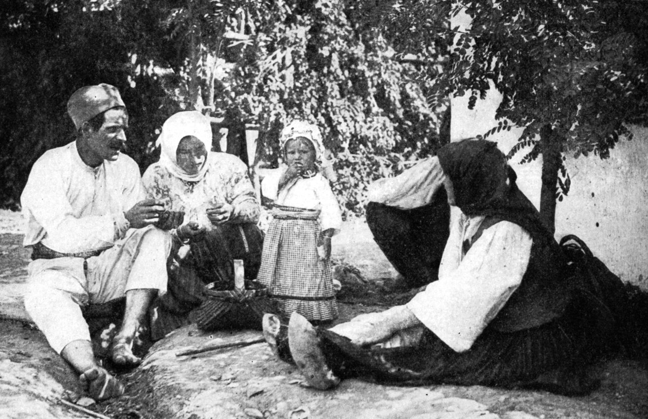 Serbian Family Telling the Story of Routing the Austrians from Bosnia, First World War by Unbekannt