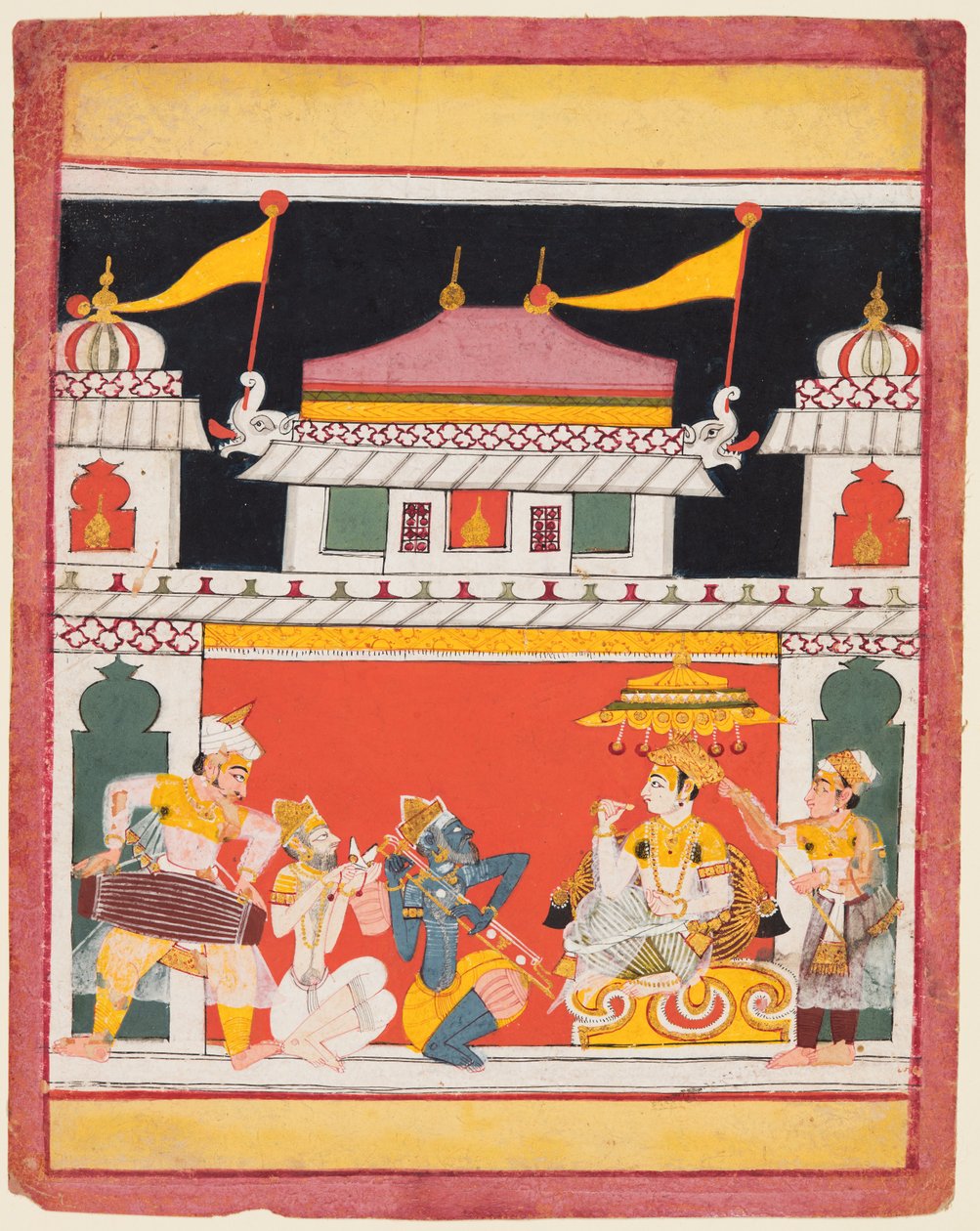 Shri Raga, from a Ragamala series, Three Musicians Perform Before a Noble, c. 1650 by Unbekannt