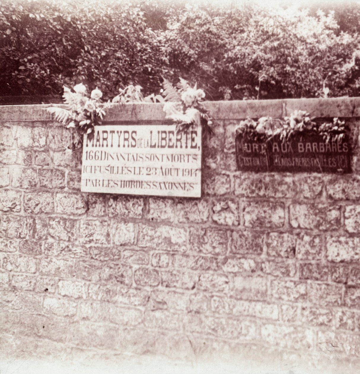 Sign in Memory of Civilians Who Were Shot by the Germans, Dinant, Belgium by Unbekannt