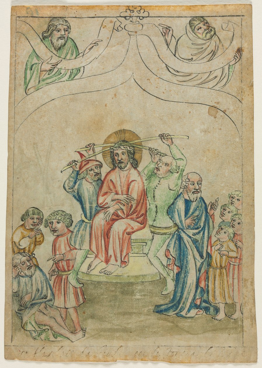 Single Leaf from a Biblia Pauperum: Christ Carrying the Cross (verso) by Unbekannt