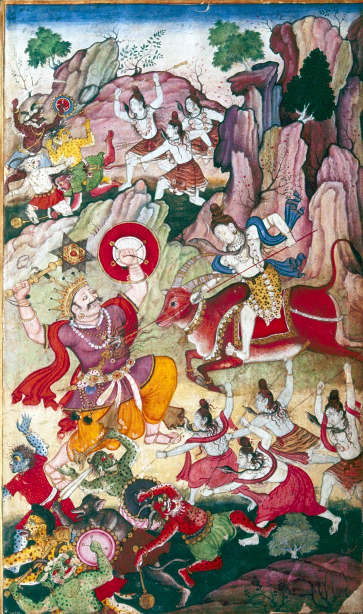 Siva Destroys the Demon Andhaka, Harivamsa Manuscript, Mughul by Unbekannt