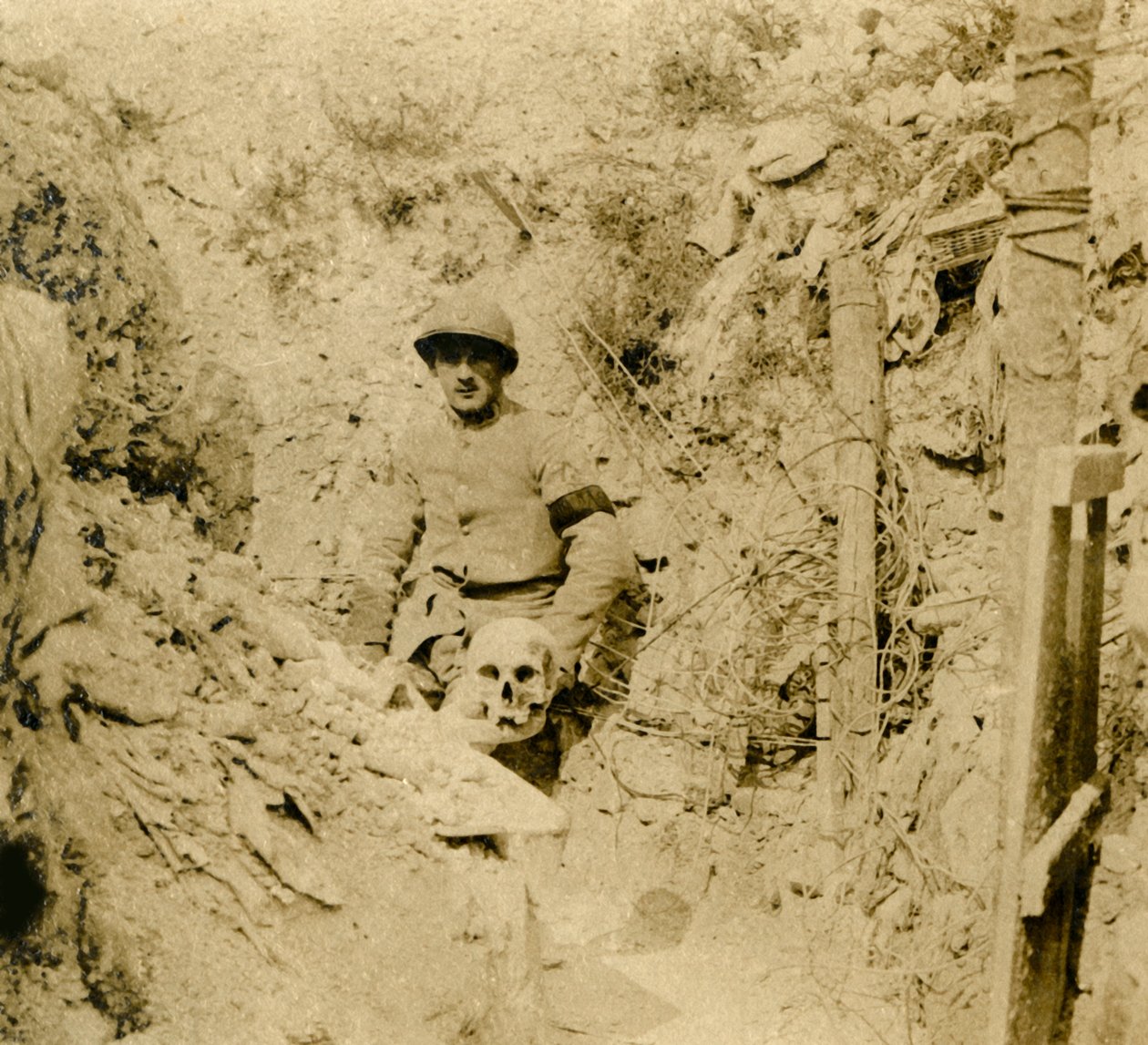 Skull found buried in the trenches, c. 1914-1918 by Unbekannt