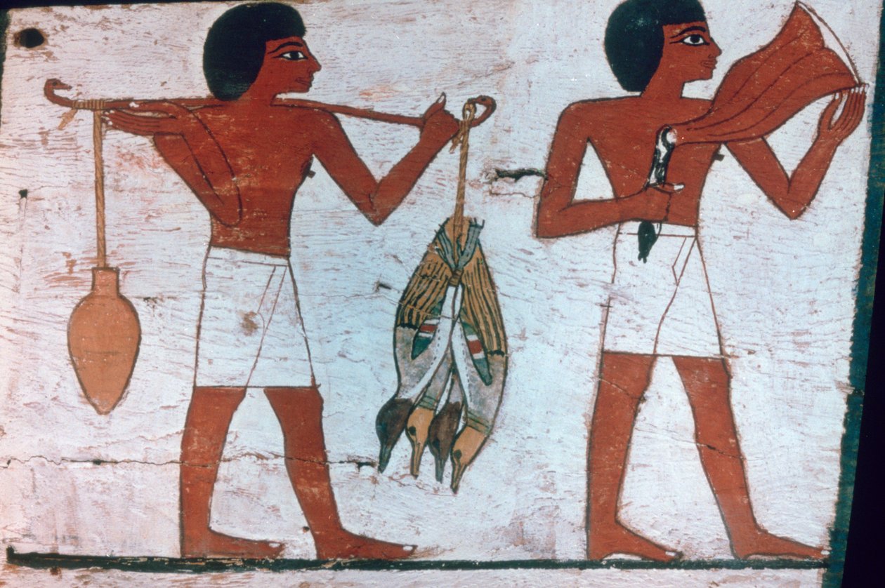 Slaves Carrying Offerings to Osiris, Sarcophagus of The Lady of Madja by Unbekannt