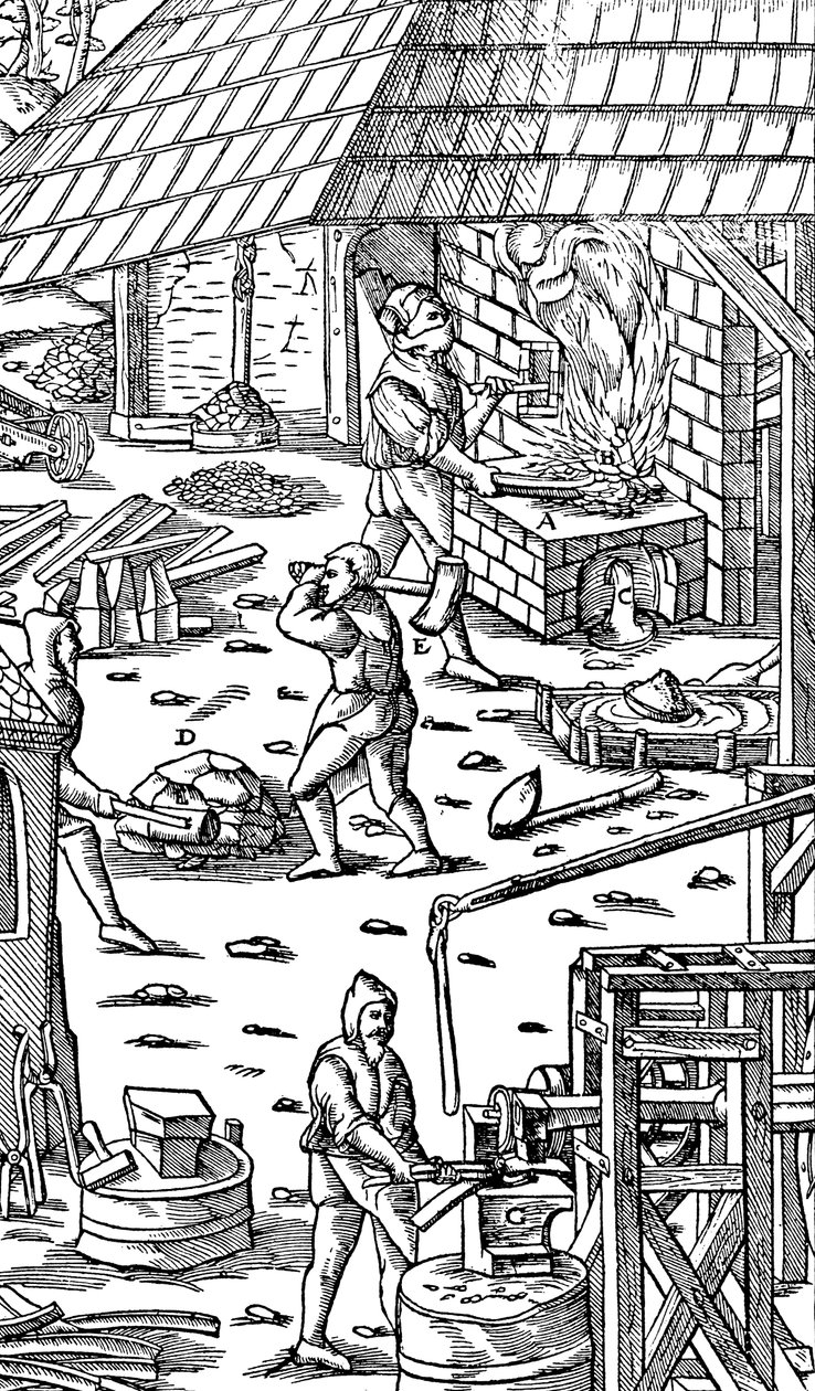 Smelting Iron and Hammering Bars with a Mechanical Hammer by Unbekannt
