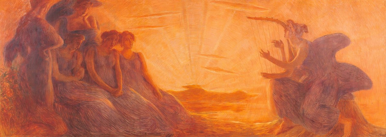 Some Women Listen to the Music Coming from the Strings of a Harp by Unbekannt