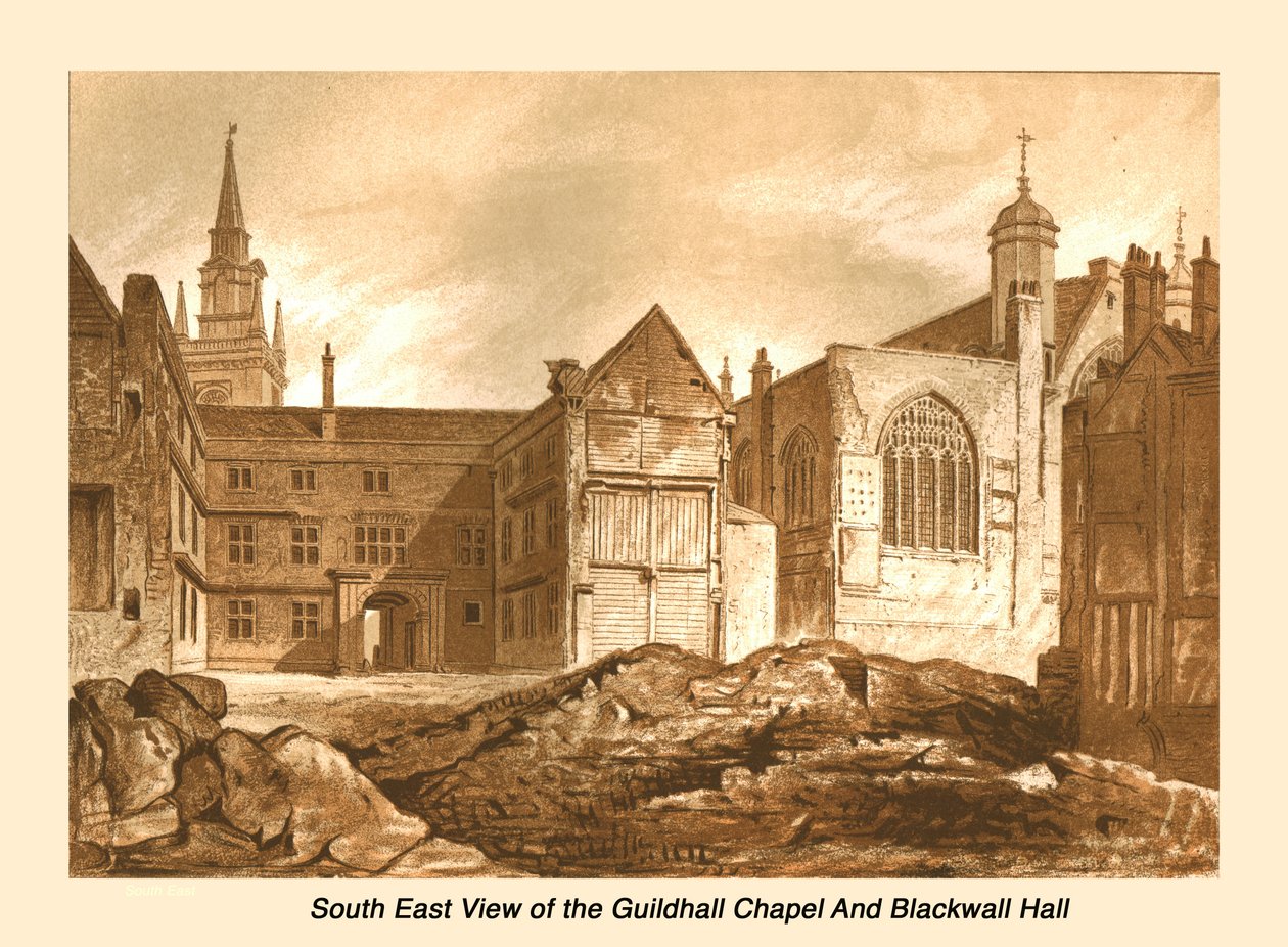 South East View Guildhall Chapel and Blackwell Hall, 1886 by Unbekannt