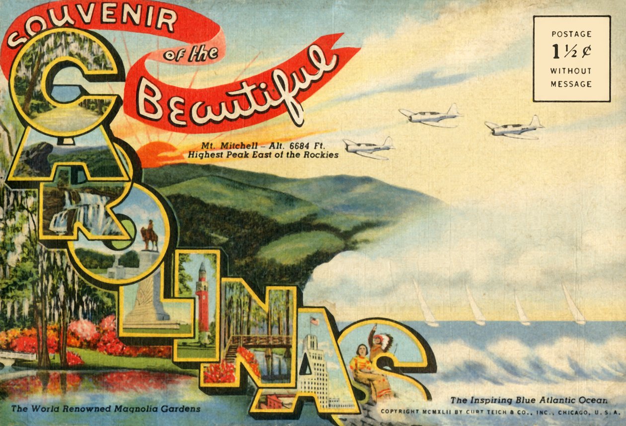 Souvenir of the Beautiful Carolinas Postcard by Unbekannt