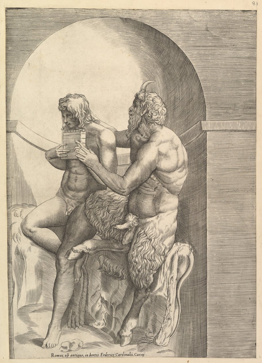 Pan Teaching the Young Olympus to Play the Flute by Unbekannt