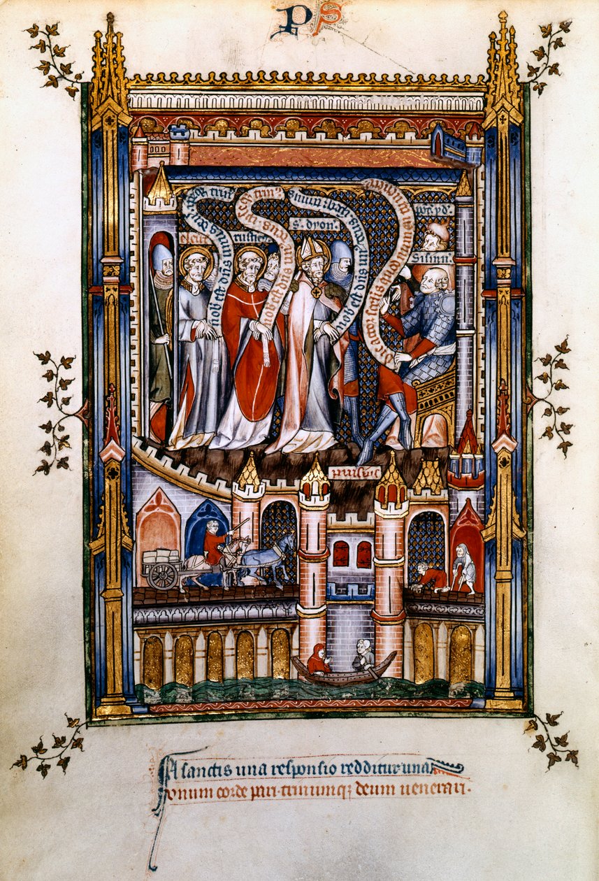 St Denis, St Rusticus and St Eleutherius before Sisinnius by Unbekannt