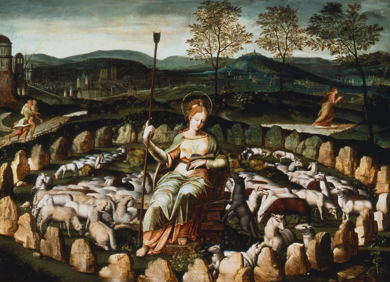 St Genevieve watching her Flock by Unbekannt