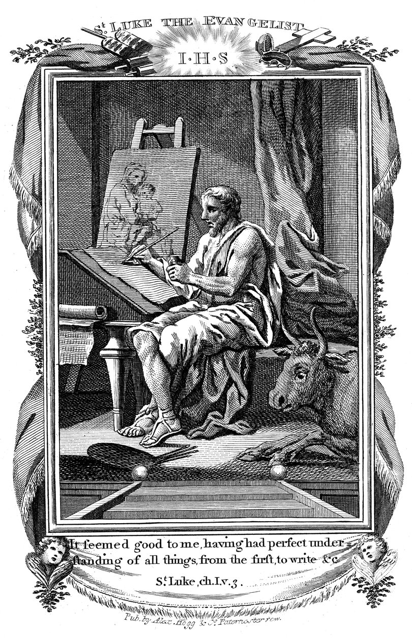 St Luke the Evangelist Writing His Gospel by Unbekannt