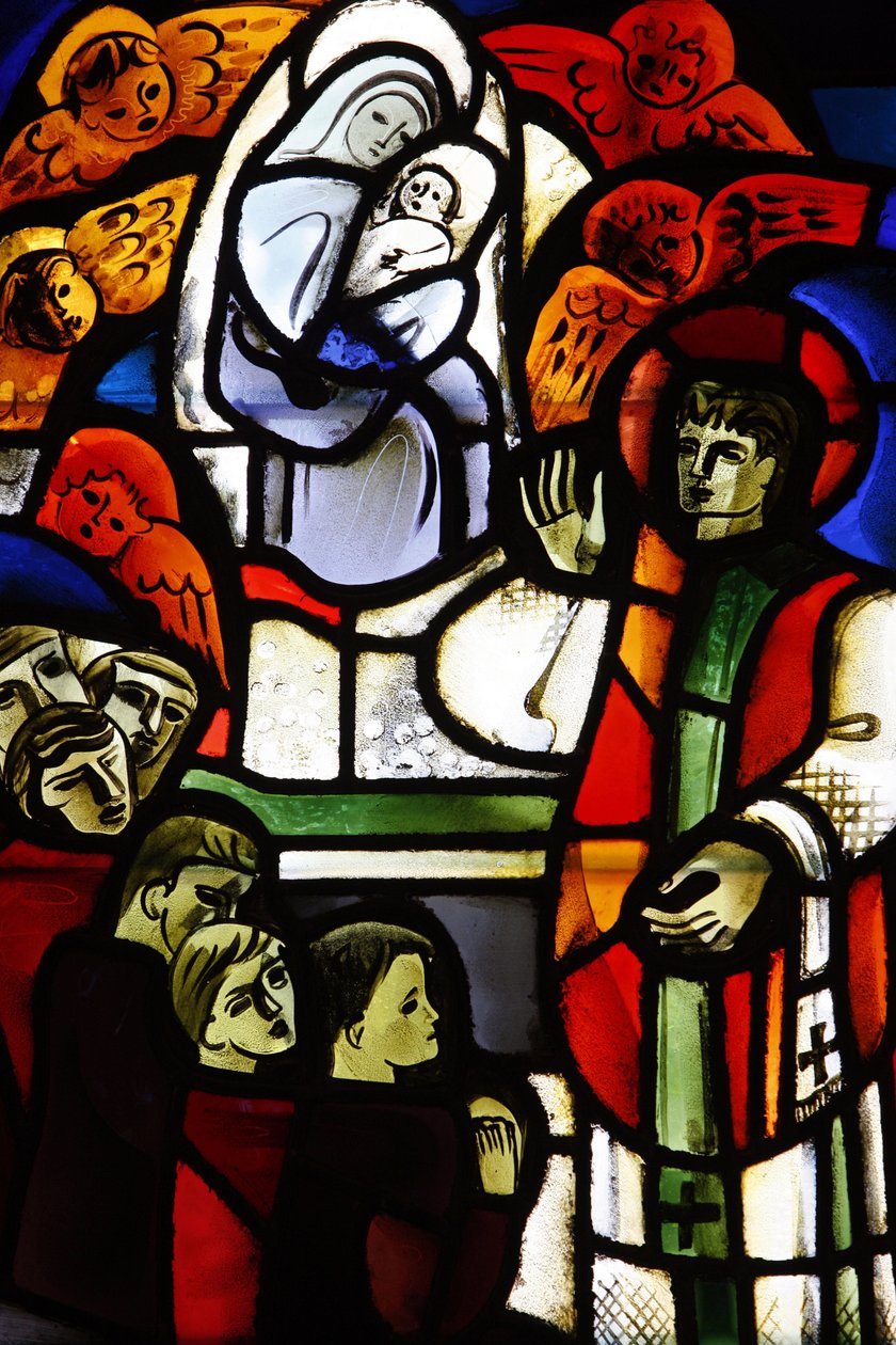 Stained glass depicting Don Bosco in Notre-Dame-de-la-Trinite church, Blois, France by Unbekannt