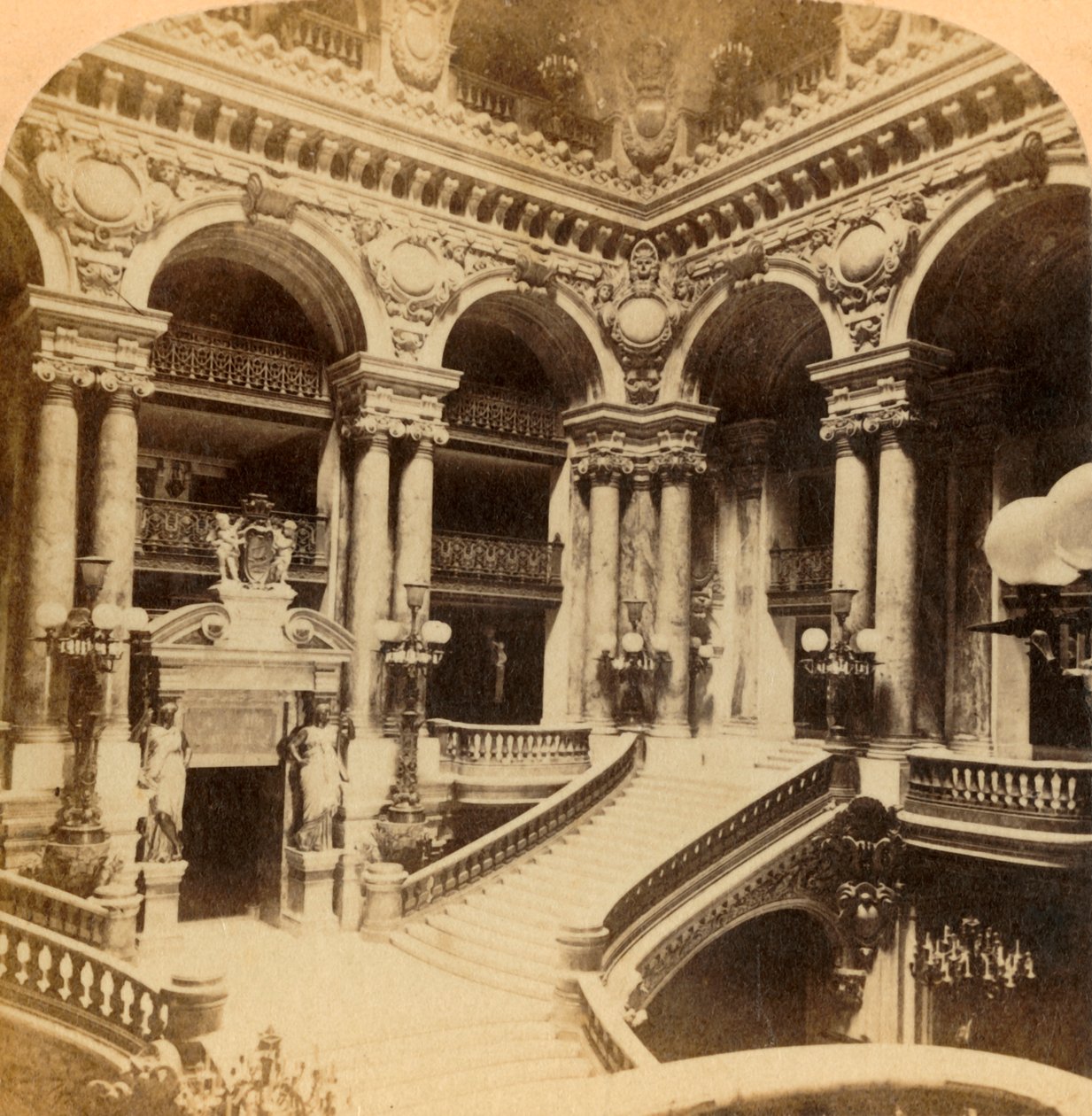Stairway in Grand Opera House, Paris, France by Unbekannt