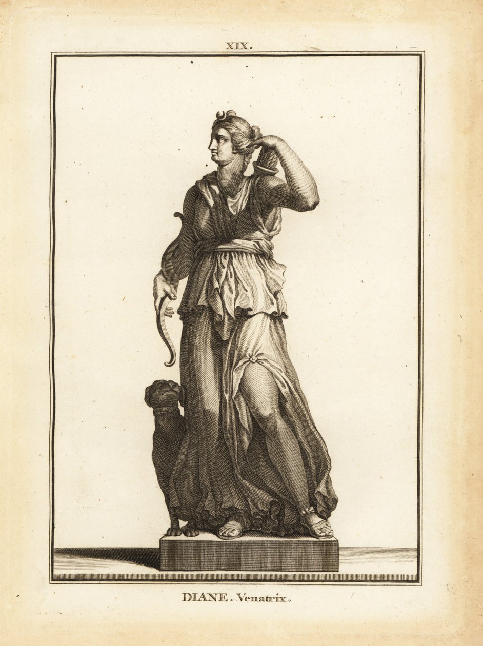Statue of Diana Venatrix, Roman goddess of the hunt, with bow, arrow and quiver by Unbekannt