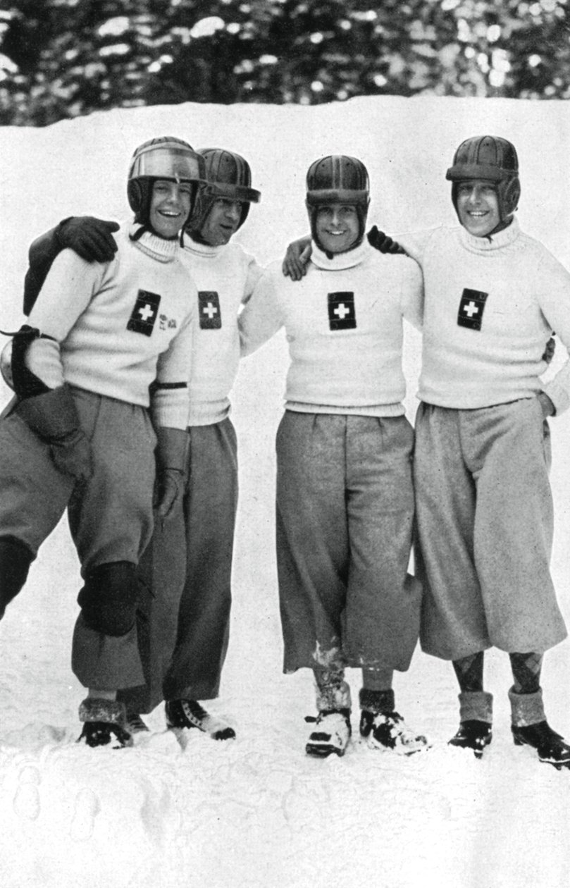 Swiss four-man bobsleigh team, Winter Olympic Games, Garmisch-Partenkirchen, Germany, 1936 by Unbekannt