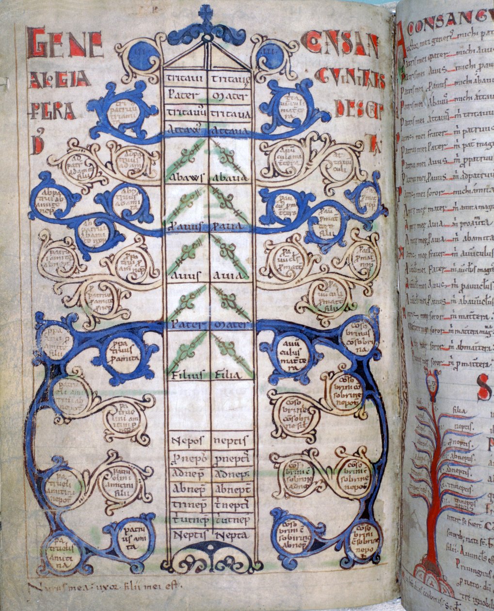Table of the degrees of Consanguinity, a page from Liber Floridus by Unbekannt