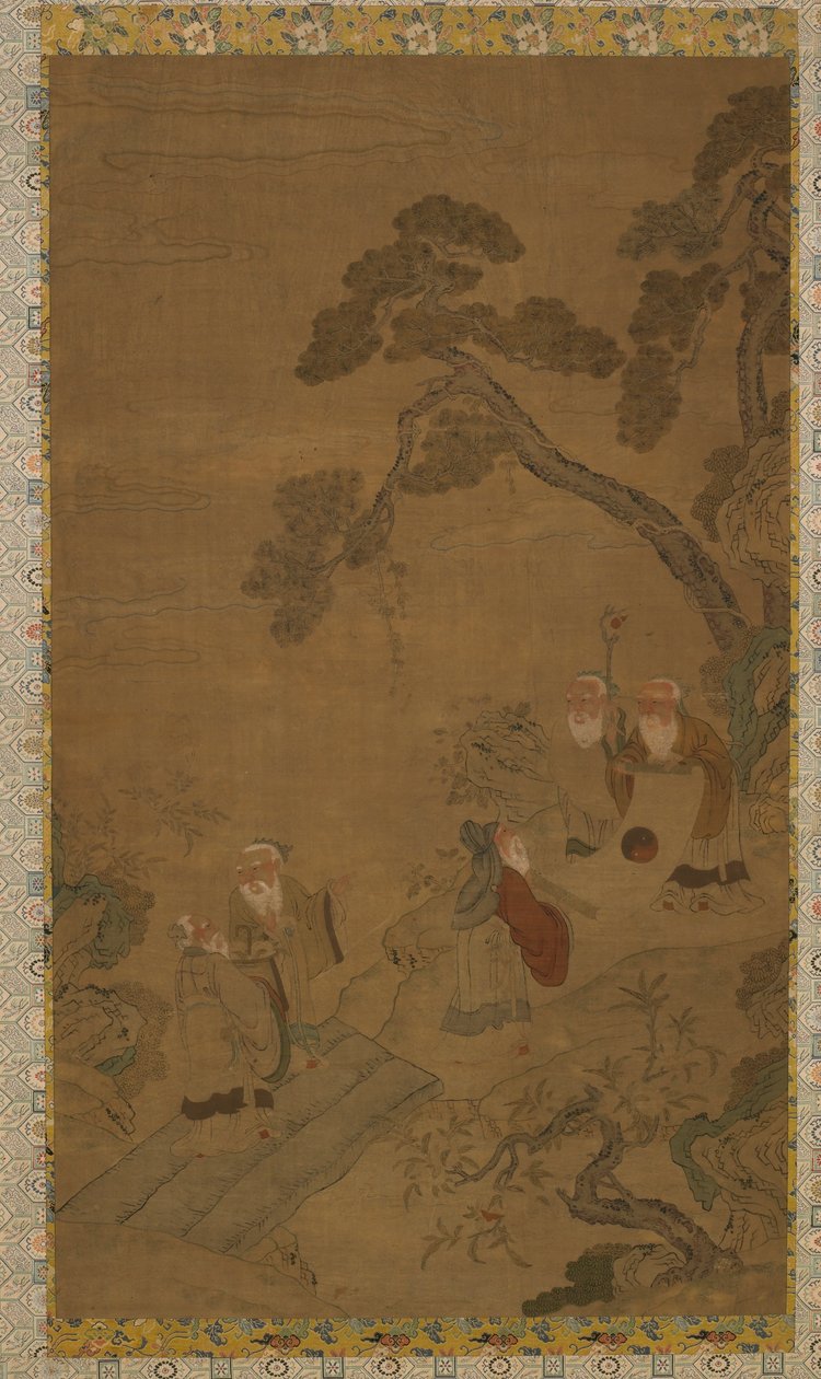 Tapestry: Five Sages in a Garden under Pines by Unbekannt