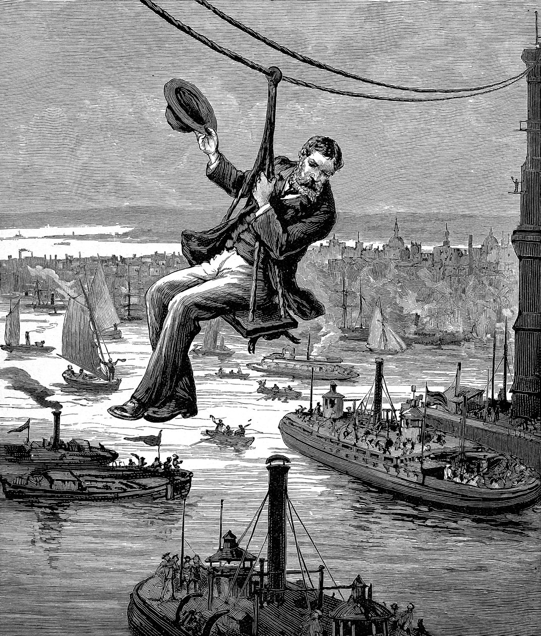 Testing the Cables on Brooklyn Bridge by Unbekannt