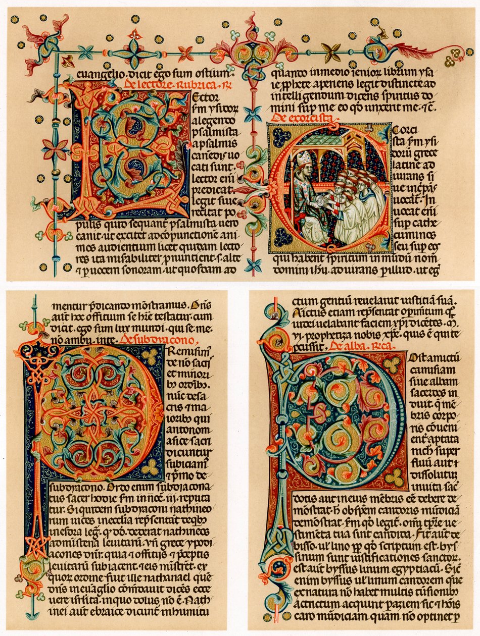 Text Page with Illuminated Initial Letters, 14th Century by Unbekannt