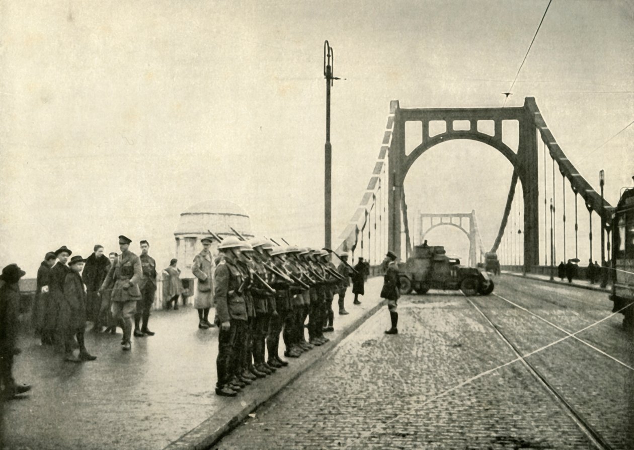 The 18th Hussars Guarding a Bridge on the Rhine at Cologne by Unbekannt