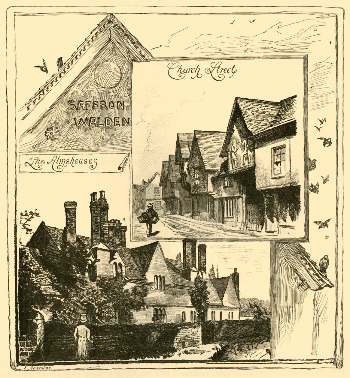 The Almshouses, Audley End, and Church Street, Saffron Walden by Unbekannt