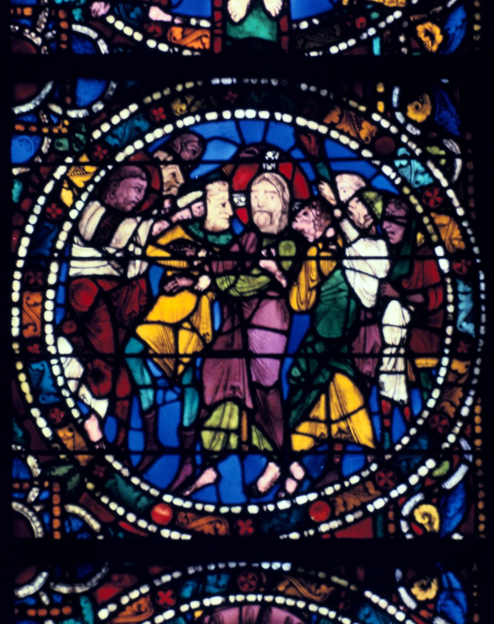 The Arrest of Christ Kiss of Judas, stained glass, Chartres Cathedral by Unbekannt