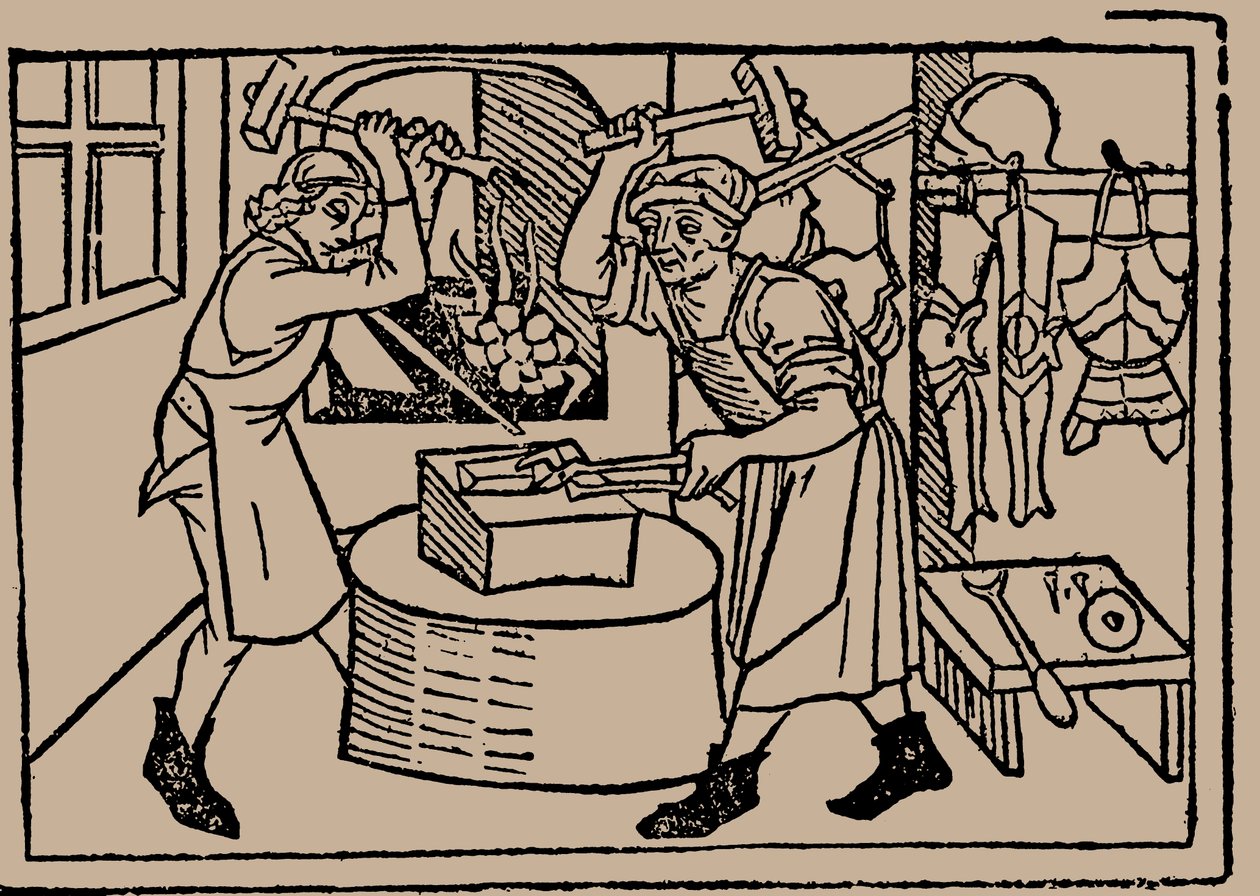 The Art of Blacksmithing (From Speculum Vitae Humanae by Rodericus Zamorensis, 1479) by Unbekannt