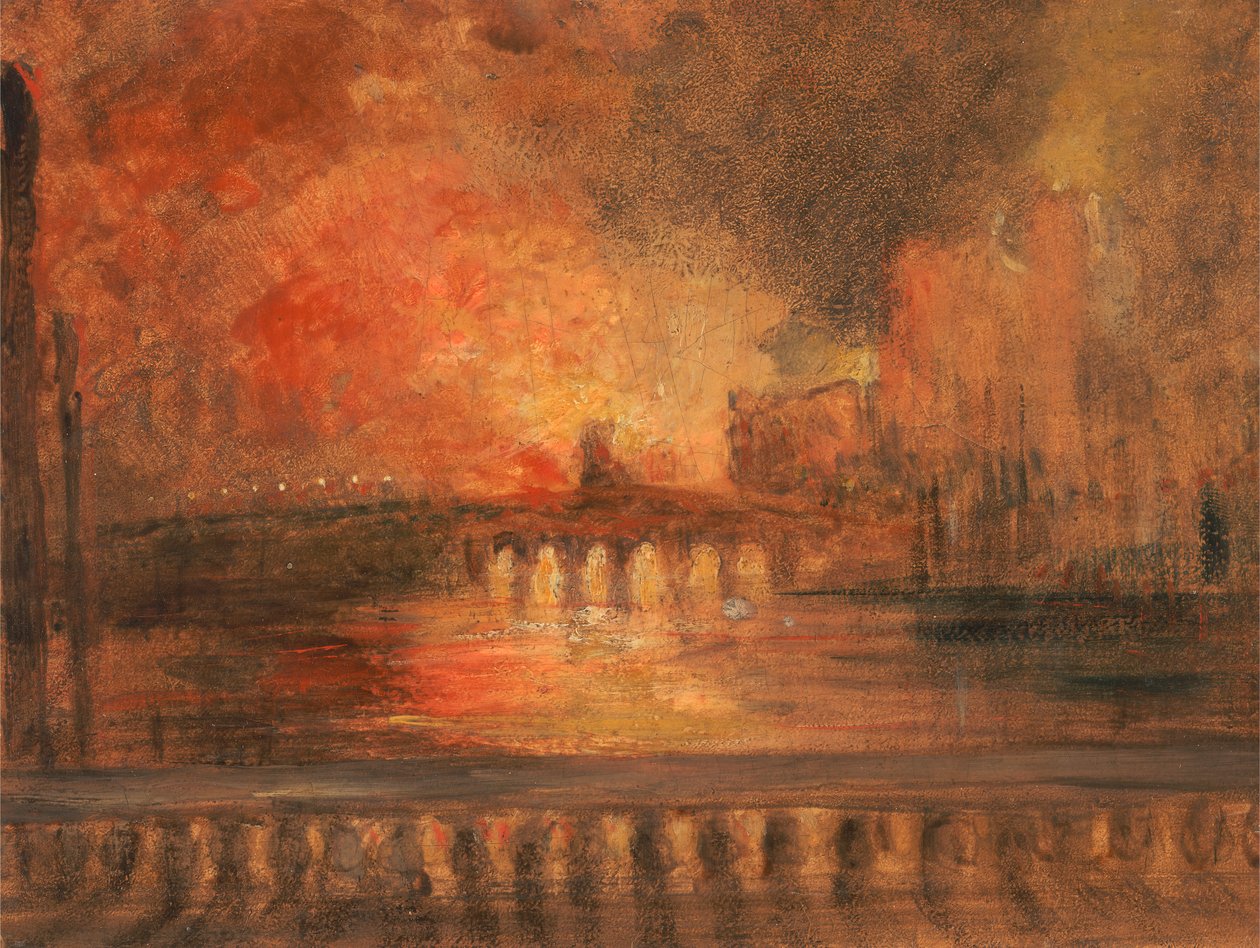 The Burning of the Houses of Parliament, Fire at the House of Commons, ca. 1834 by Unbekannt