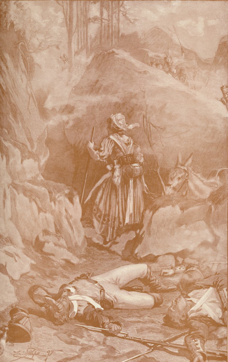 The Cantinière of the 26th Regiment Climbing The Rocks at Busaco by Unbekannt