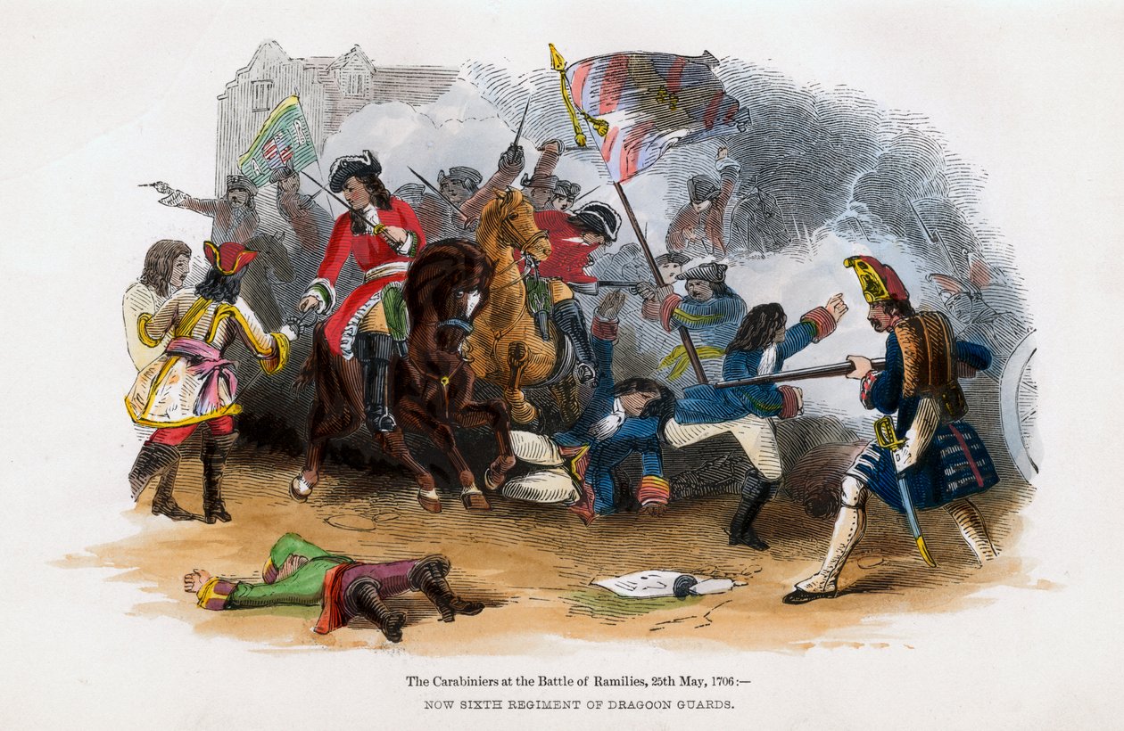 The Carabiniers at the Battle of Ramillies, 23rd May 1706 by Unbekannt