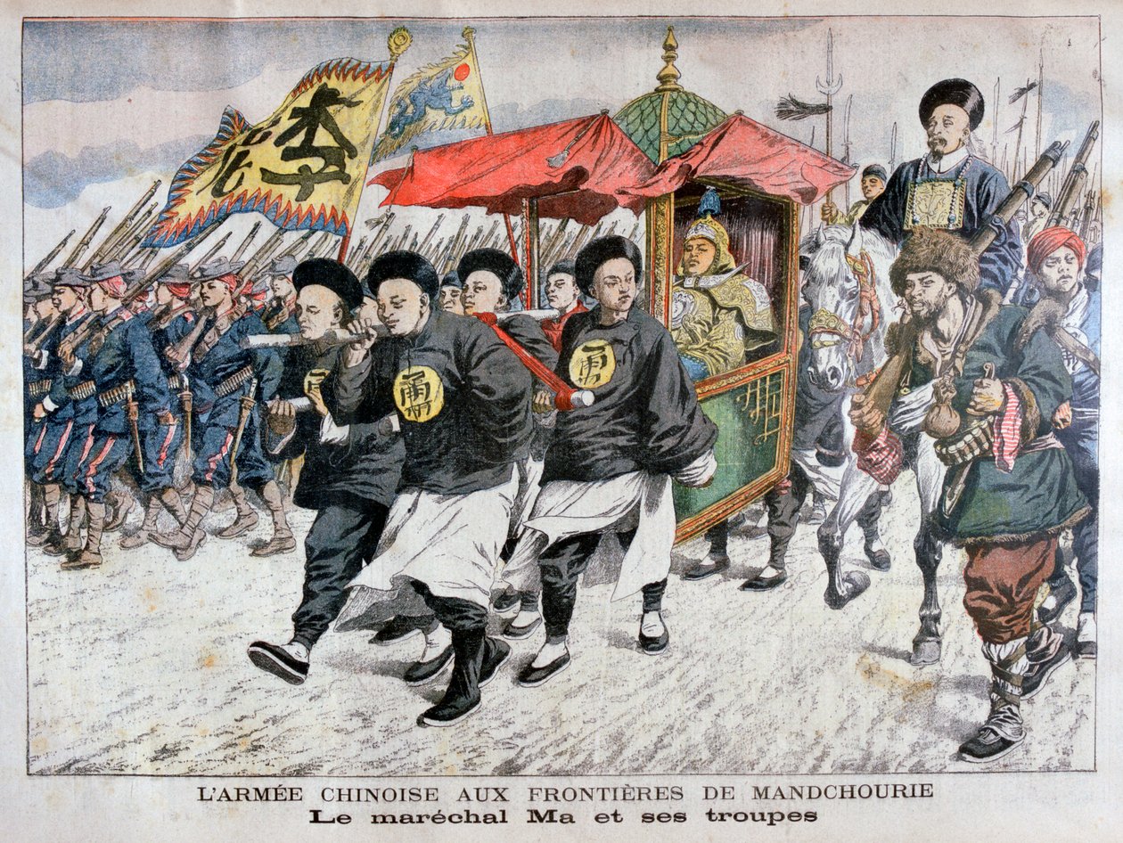 The Chinese Army led by Marshal Ma on the Manchurian border, Russo-Japanese War by Unbekannt