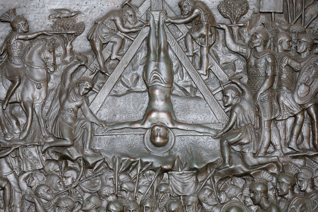 The Crucifixion of Saint Peter - (detail) Front Entrance Door of St. Peter