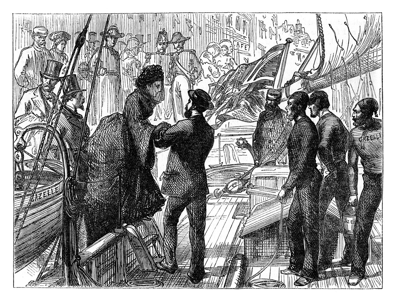 The Empress of the French Embarking in the Gazelle, 1870 by Unbekannt