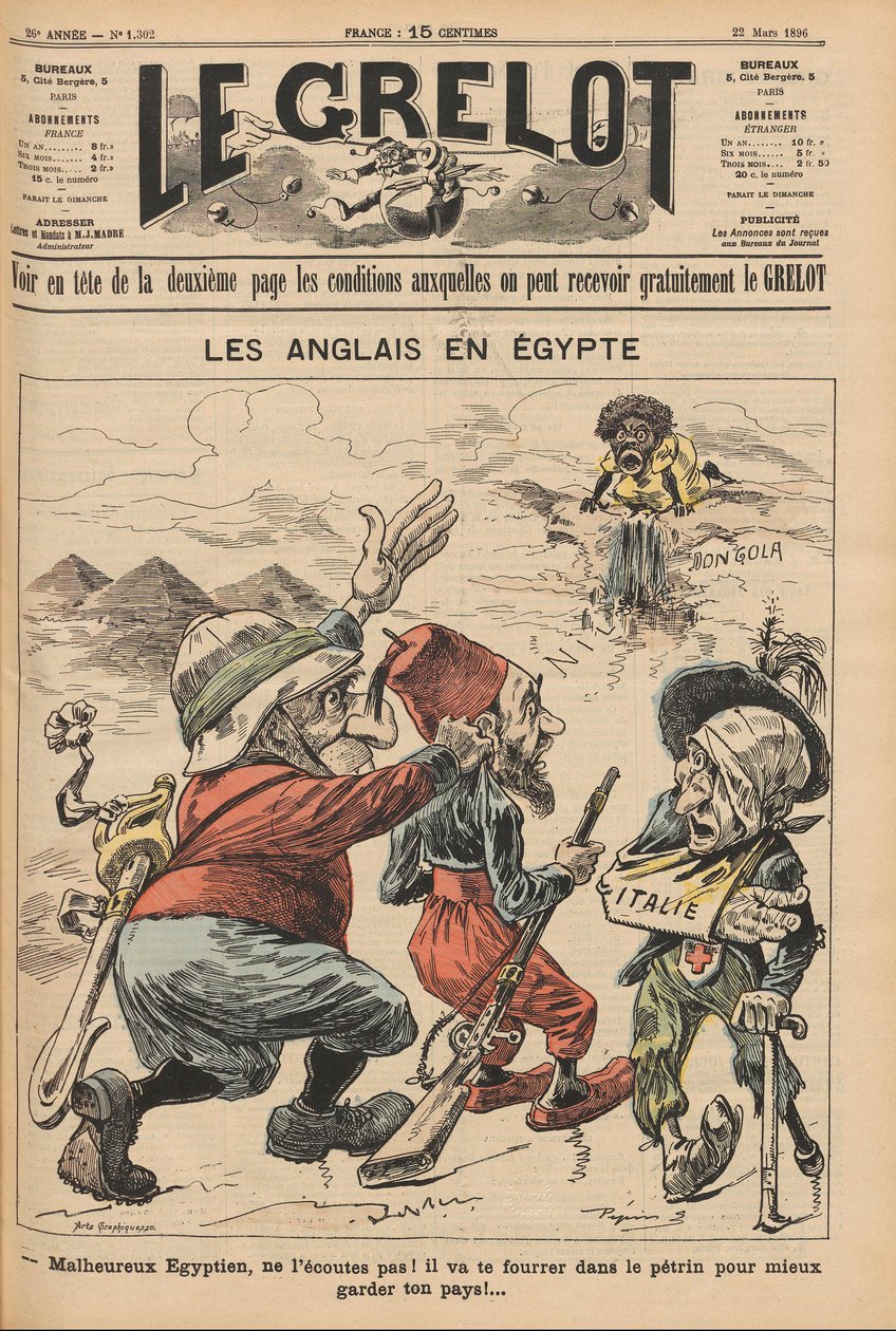 The English in Egypt. Caricature from Le Grelot by Unbekannt