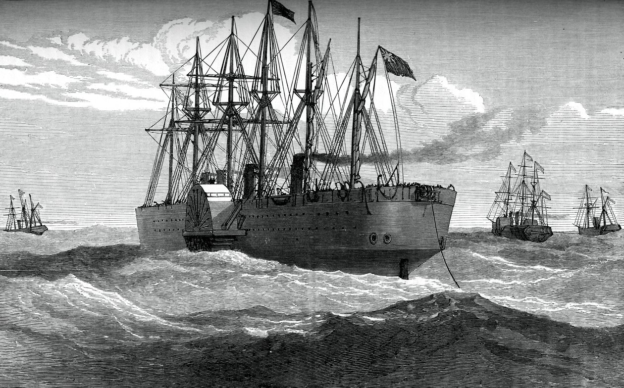 The Great Eastern playing out the Atlantic telegraph cable, c1865, c1880 by Unbekannt