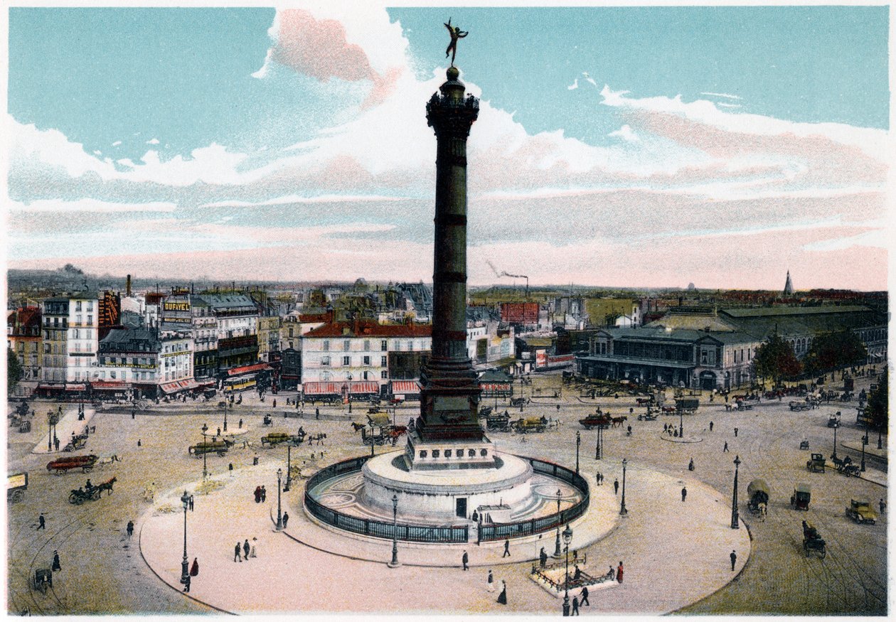 The July Column in the Place de la Bastille, Paris, c1900 by Unbekannt